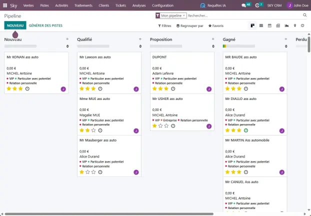 SKY CRM - CRM software interface for insurance brokers with delegated accounting management SKY